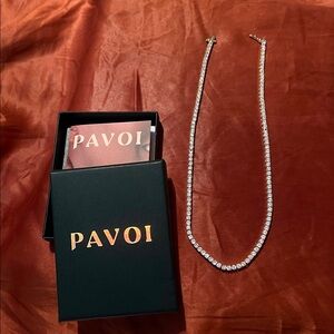 Elegant Pavoi Gold and Silver Tennis Necklace 15”